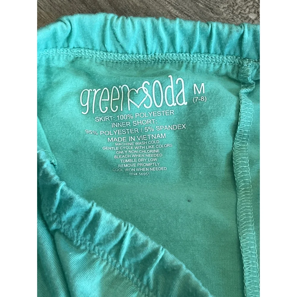 Green Soda Girls Skirt Skort Aqua Blue Ruffle Layered Pull On Casual Cute MD 7/8